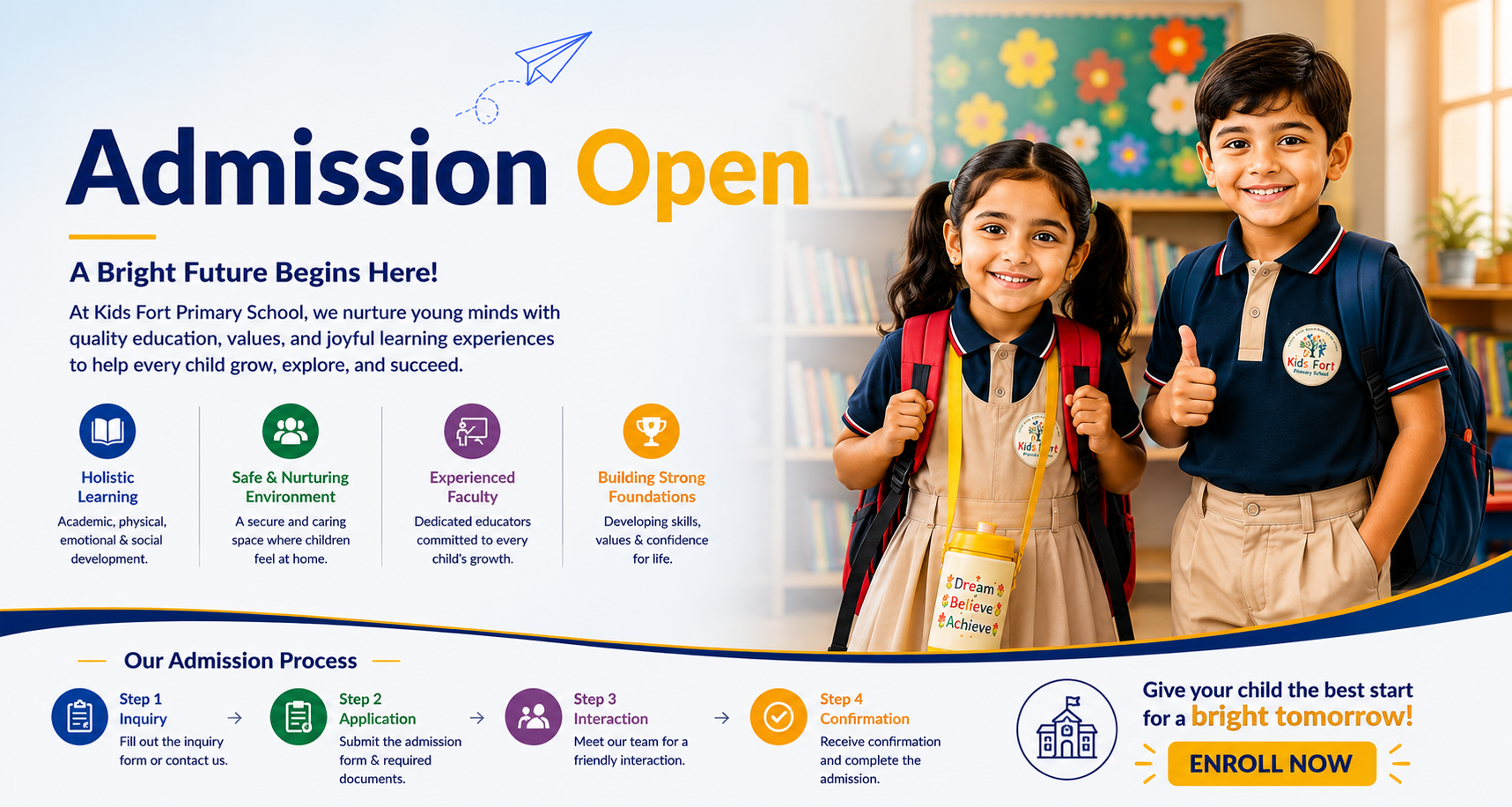 Admission Open — Kidsfort Primary School, A Bright Future Begins Here